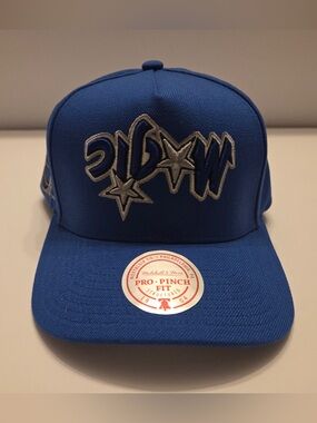 Orlando Magic Snapback Upside Down Logo Mitchell And Ness A Frame NBA Blue
